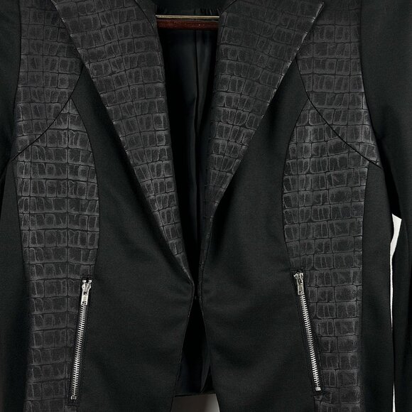 Kate Rosy Petite | Black Blazer Jacket | Faux Crocodile Panel | Size PL - Picture 4 of 15